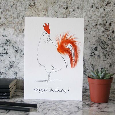 Tarjetas de feliz cumpleaños Oh Sir Cockerel - Naranja