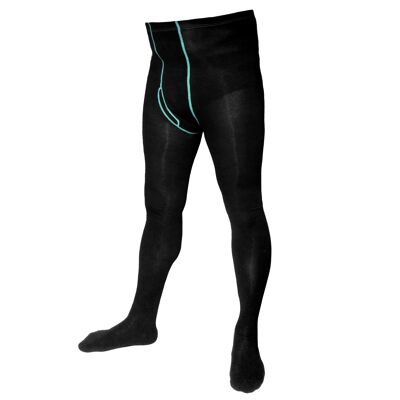 Tights for Men >>Colorful Seam: Light Blue<<