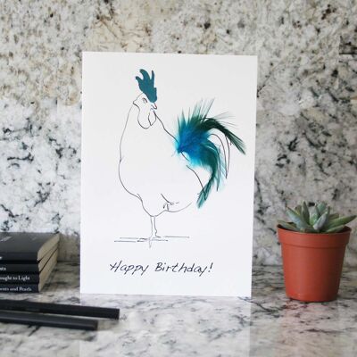 Happy Birthday Oh Sir Cockerel Cards - Blue