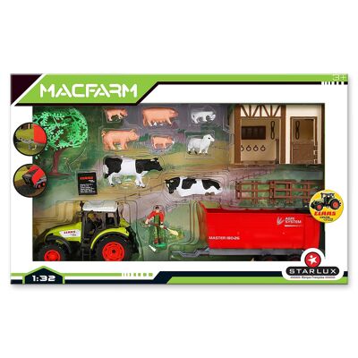 Complete Farm Box: Farmhouse + Tractor + Animals + Accessories – Scale 1/32 – From 3 Years – MACFARM 802021