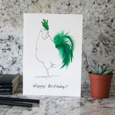 Tarjetas de feliz cumpleaños Oh Sir Cockerel - Verde