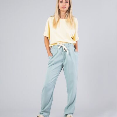 PANTALONI KIM IN TENCEL GRIGIO ACQUA