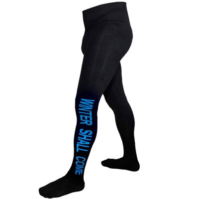 Tights for Men >>Winter Shall Come: Black and Cornflower Blue<<