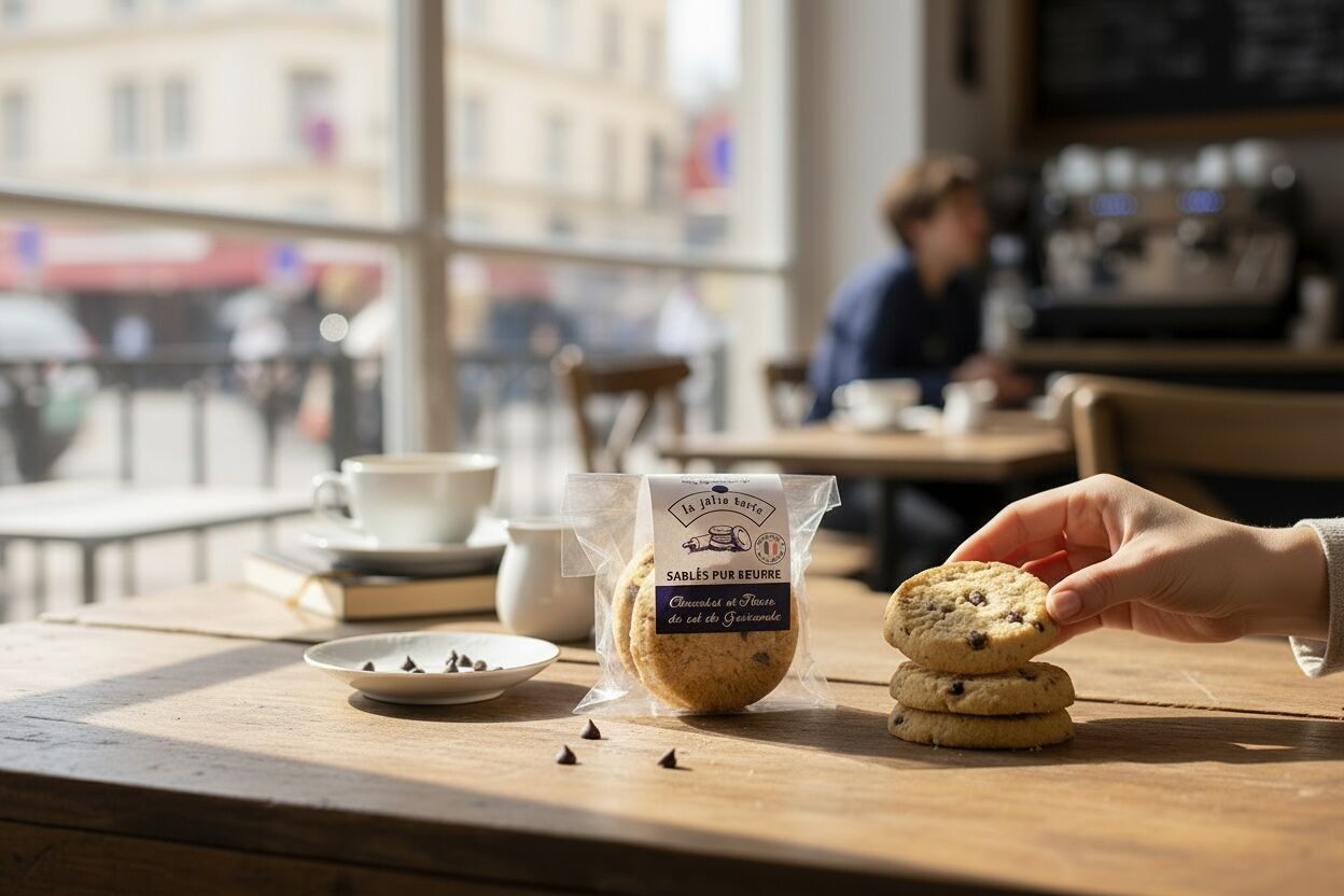 Handgemachte Butterkekse mit Schokoladenstückchen und Guérande-Meersalz – 40 g