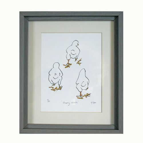 Cheeky Chicks Print with straw - Framed