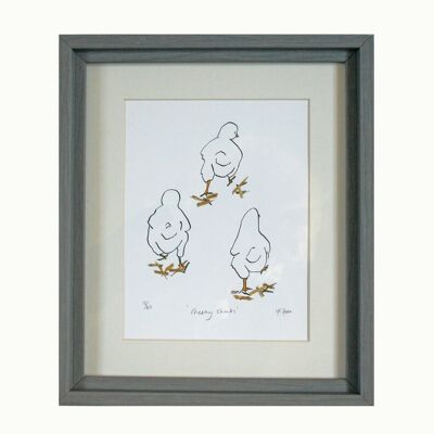 Cheeky Chicks Print avec de la paille - Encadré