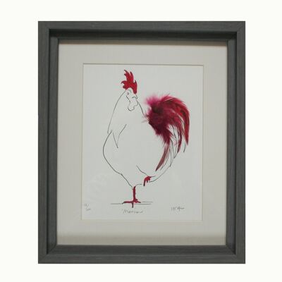 Monsieur Cassis Feathered Print - Framed