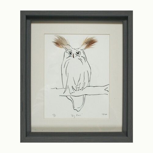 Owl Print 'Big Ears' - Framed