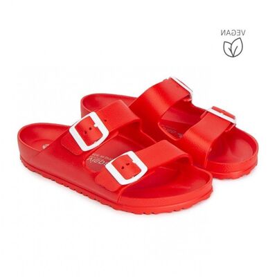 Bio-EVA-Sandale mit roten Schnallen New Coachella