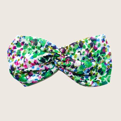 PERRINE headband / green and pink printed polyester