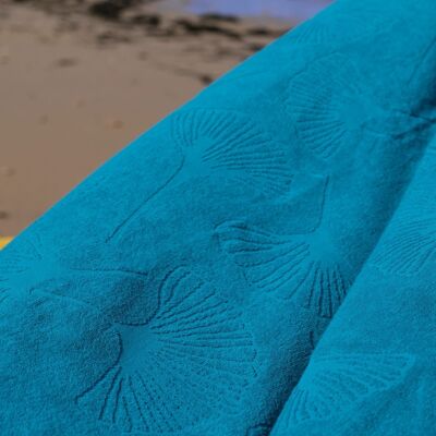 La fouta de plage en coton bio | Lagon | Motif Fleur de Gingko