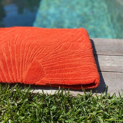 Fouta de playa de algodón orgánico | naranja sanguina | patrón de concha