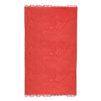 La fouta de plage en coton bio | Orange sanguine | Motif Coquillage 3