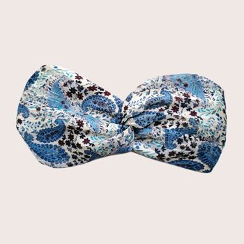 Headband SARAH / polyester motif cachemire bleu 2