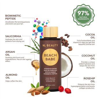BEACH BABE, Huile corporelle pour un bronzage rapide et une hydratation de la peau, 100 ml, NL Beauty™ 2