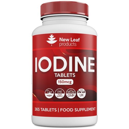 Iodine Tablets 150mcg Supplement (12 Months Supply) Vegan Thyroid Support