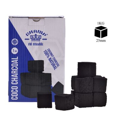 Lot de 72* Charbons à Chicha Narguilé Hookah Noix de Coco Saveur Exotique, Noir, 1kg , Cubes de 25 mm