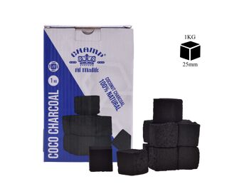 Lot de 72* Charbons à Chicha Narguilé Hookah Noix de Coco Saveur Exotique, Noir, 1kg , Cubes de 25 mm 1
