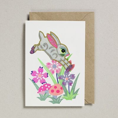 Riso Papercut Cards (Pack de 6) Iron on Rabbit