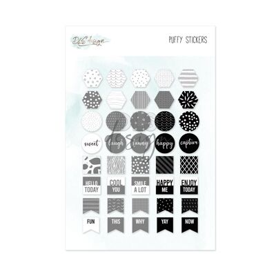 Puffy Stickers Drapeaux Noir & Blanc