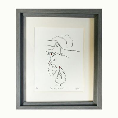 Hens at Home Print - Framed