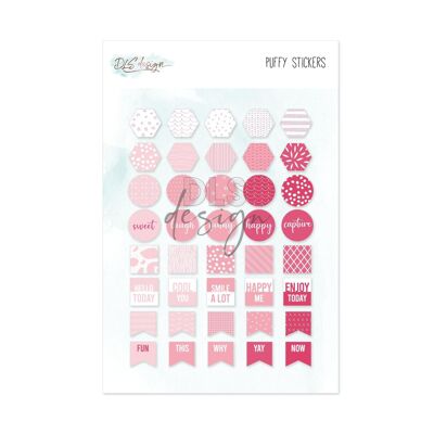 Puffy Stickers Flags Pink