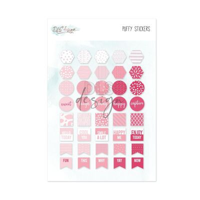 Puffy Stickers Drapeaux Rose