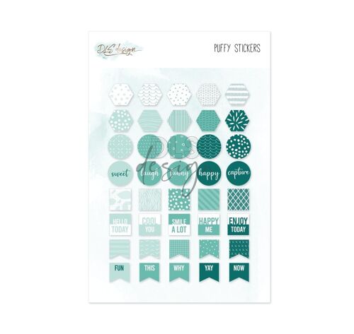 Puffy Stickers Flags teal