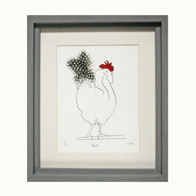 Herk Cockerel Spotty Feathered Print - Enmarcado