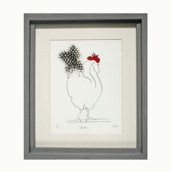 Herk Cockerel Spotty Feathered Print - Encadré