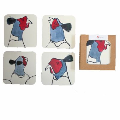 Pheasant coasters Set if 4