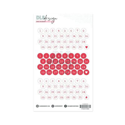 Vinyl Date Stickers Bight Red