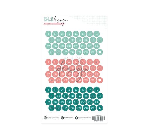 Vinyl Date Stickers Diap Mint & Coral