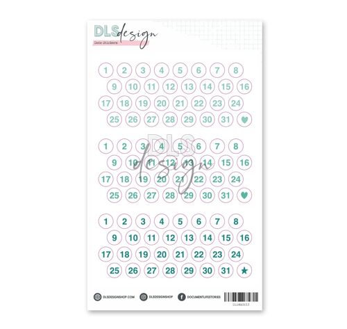 Date Stickers Inspire Mint, Turquoise & Peacock