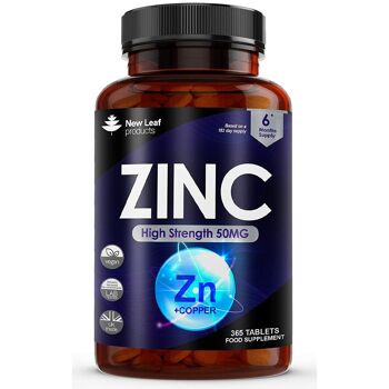 Comprimés de zinc 50 mg 365 suppléments de zinc végétaliens à haute résistance (approvisionnement de 6 mois) 1