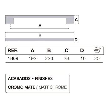 POIGNEE 1809 CHROME MAT 192 MM 2