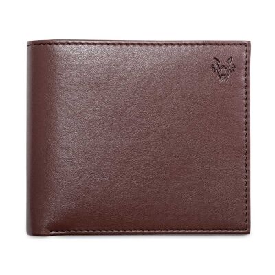 Luxury Vegan Wallet in Chestnut Brown with Blue Lining