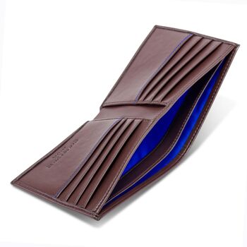 Portefeuille végétalien de luxe en marron marron avec doublure bleue 2