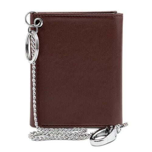 Trifold Wallet for Key Chain in Brown