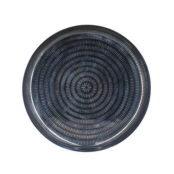 PLATEAU ROND EN METAL EMAILLE TON BLEU DIAMETRE 30CM ROBY 1