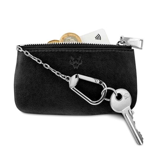 Zipped Card, Coin & Key Case in Black