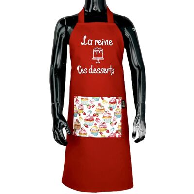 Children's apron, "The queen of desserts" red