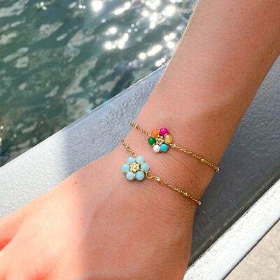 Pulsera acero inoxidable flor piedra mujer 0222045