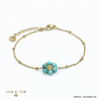Bracelet acier inoxydable fleur pierre femme 0222045 2