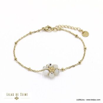 Bracelet acier inoxydable fleur pierre femme 0222045 4
