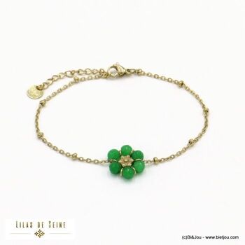 Bracelet acier inoxydable fleur pierre femme 0222045 5