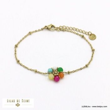 Bracelet acier inoxydable fleur pierre femme 0222045 6