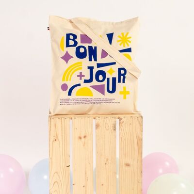 TOTE BAG MODÈLE BONJOUR - 100% COTON - FABRIQUÉ EN FRANCE