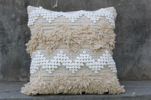 Bohemian Natural & White Handwoven Cushion Cover