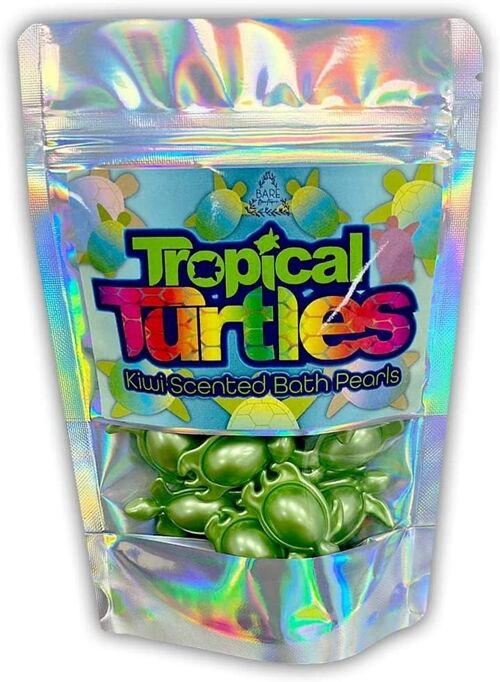 Tropical Turtles. 15 Kiwi Scented, Turtle Shaped Bath Pearls. Ideal Retro Gift. Turtle Themed Gift.